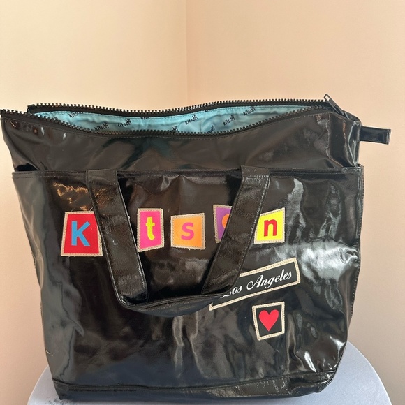 KITSON Los Angeles Black Vinyl Lrg. TOTE BAG - Picture 10 of 11